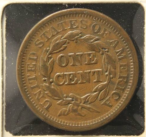 1855 BRAIDED HAIR LARGE CENT AU