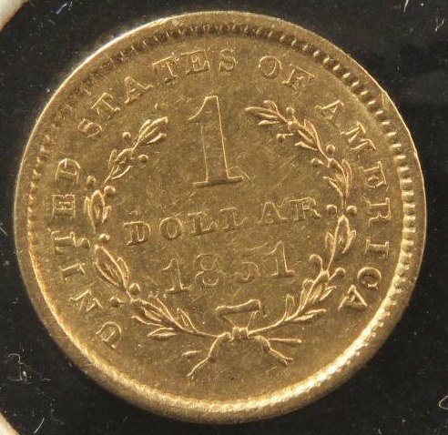 1851 US $1 LIBERTY HEAD GOLD PIECE AU