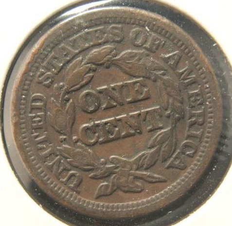 1847 US LARGE CENT AU50