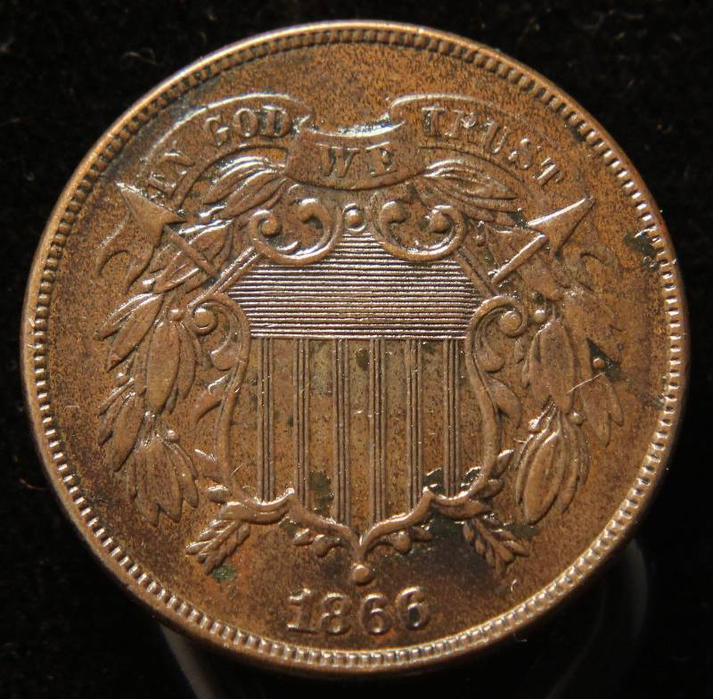 1866 US TWO CENT PIECE SHARP AU