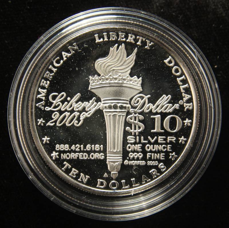 2003 $10 NORFED .999 FINE SILVER ROUND IN AIRTITE (RARE & CONTROVERSIAL)