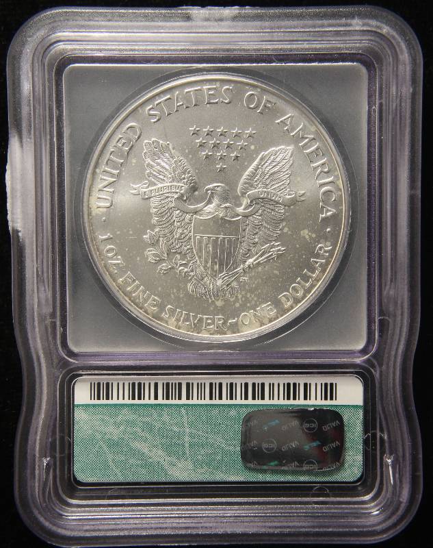 2001 AMERICAN SILVER EAGLE 1 TROY OZ. .999 FINE SILVER MS69 ICG