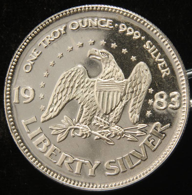 1 TROY OZ. .999 FINE SILVER 1983 A-MARK LIBERTY ROUND