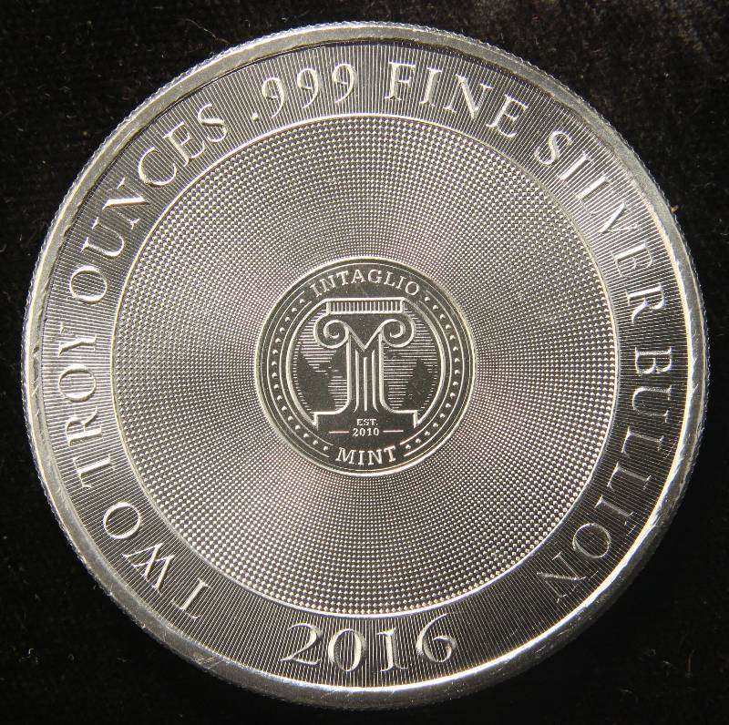 2016 INTAGLIO MINT TOUCAN 2 TROY OZ. .999 FINE SILVER ROUND