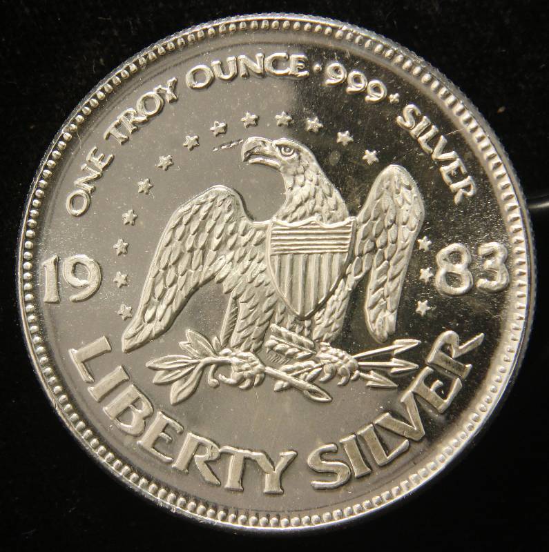1 TROY OZ. .999 FINE SILVER 1983 A-MARK LIBERTY ROUND