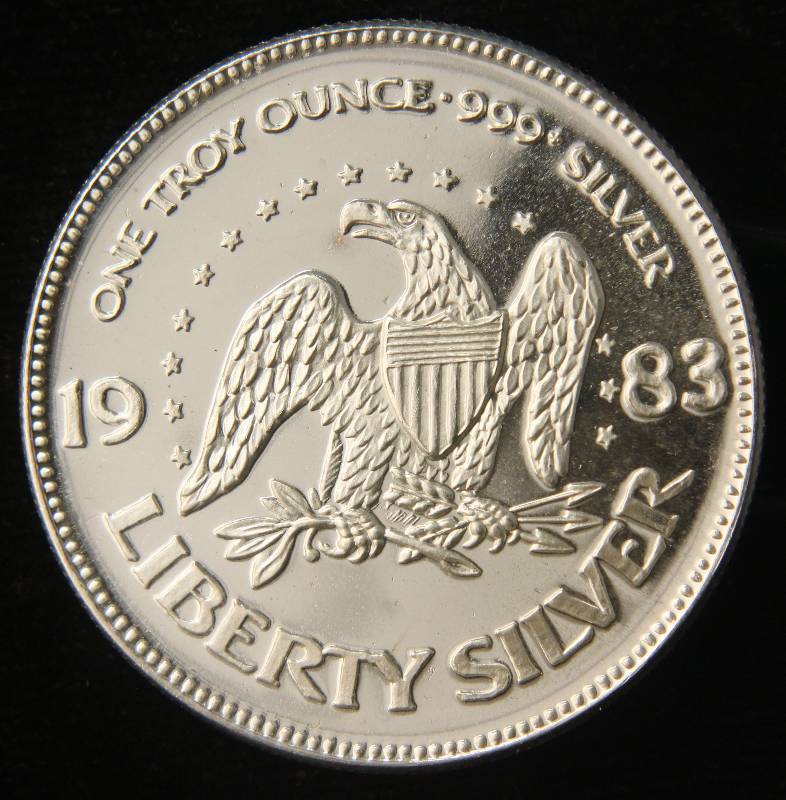 1 TROY OZ. .999 FINE SILVER 1983 A-MARK LIBERTY ROUND