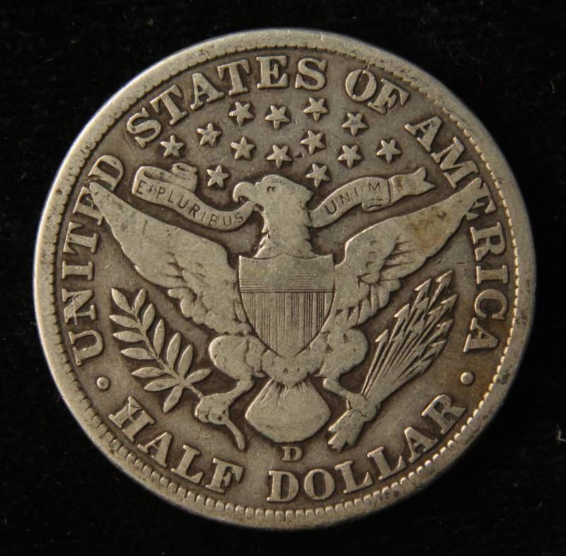 1907-D BARBER SILVER HALF DOLLAR VG