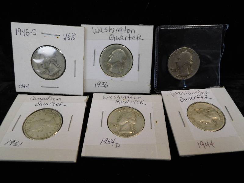 Lot of 5 US Quarters - Canadian Quarter