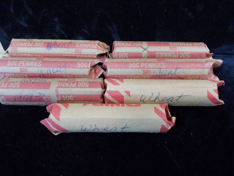 Lot of 7 Rolls of Wheat Pennies