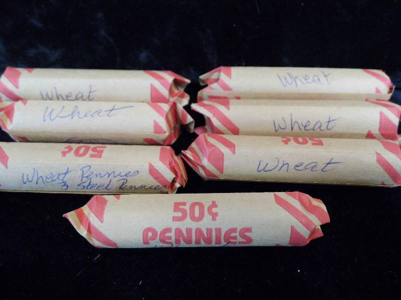 Lot of 7 Rolls of Wheat Pennies