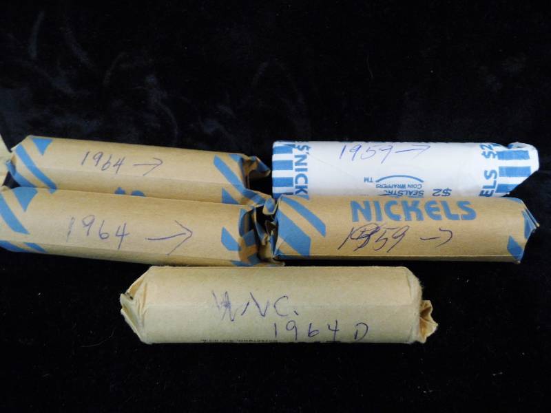 Lot of 5 Rolls of Nickels