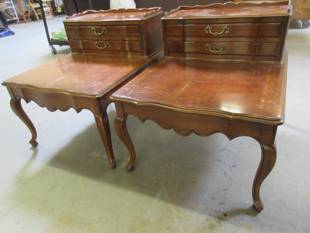 lot 529 image: MAHOGANY STEP BACK END TABLES