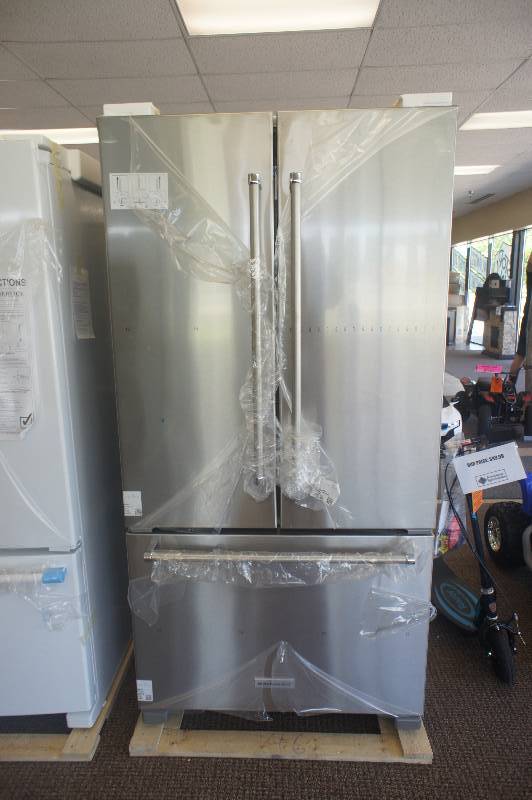 lot 1 image: BRAND NEW - WITH WARRANTY - KITCHENAID  MODEL # (KRFC302ESS) - KitchenAid - 21.9 Cu. Ft. French Door Counter-Depth Refrigerator - Stainless steel -     MSRP $ 3599.99