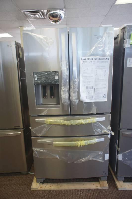lot 4 image: BRAND NEW - WITH WARRANTY - WHIRLPOOL  MODEL # (WRX735SDBM) - Whirlpool 36-inch Wide French Door Refrigerator with External Refrigerated Drawer - 25 cu. ft. WRX735SDBM - Monochromatic Stainless Steel  MSRP $ 2299.99