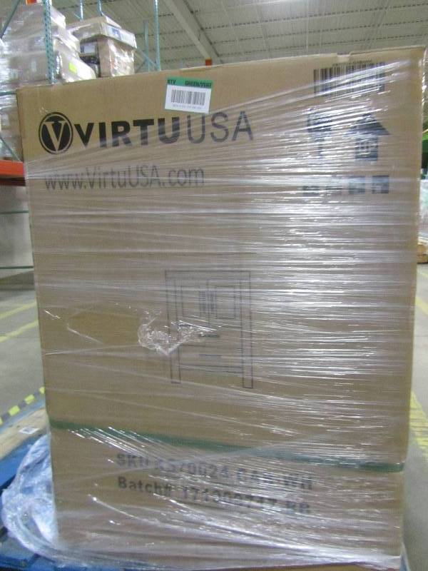 lot 2 image: Virtu USA Dior 24 in. W x 18.3 in. D Vanity in White with Stone Vanity Top in White with White Basin and Mirror