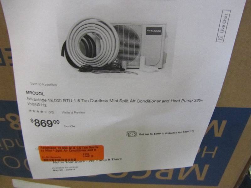lot 15 image: MRCOOL Advantage 18,000 BTU 1.5 Ton Ductless Mini-Split Air Conditioner and Heat Pump - 230V60Hz