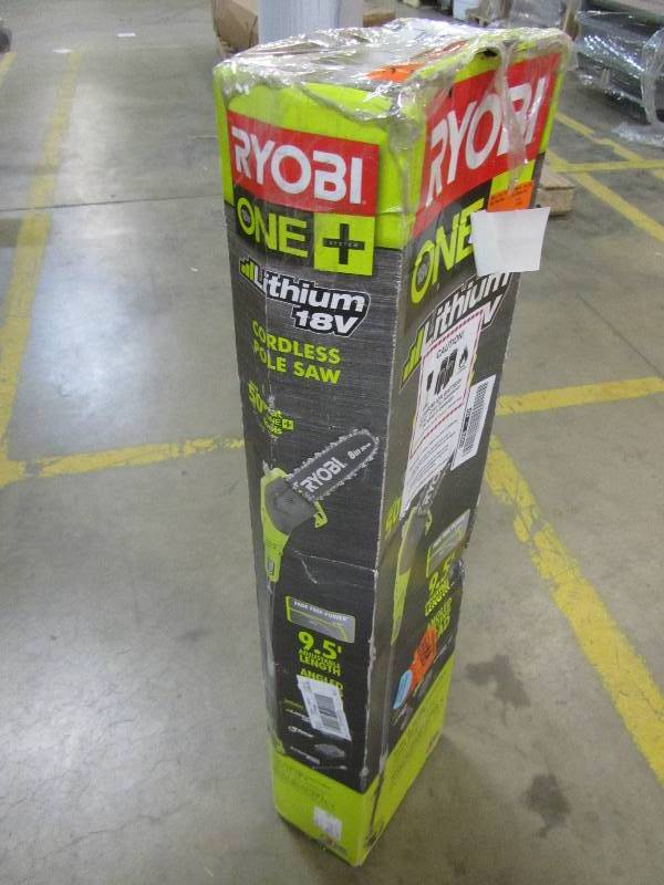 lot 24 image: Ryobi ONE 8 in. 18-Volt Lithium-Ion Cordless Pole Saw - 1.3 Ah Battery and Charger Included