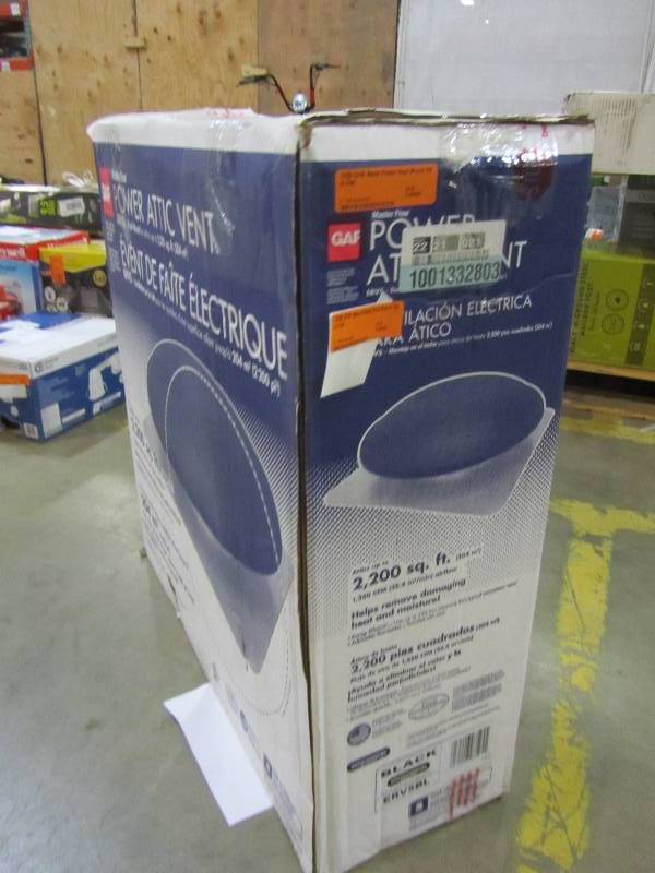 lot 36 image: Master Flow 1250 CFM Black Power Roof Mount Attic Fan