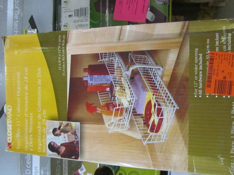 lot 44 image: ClosetMaid 12.11 in. W 2-Tier Ventilated Wire Sliding Cabinet Organizer in White