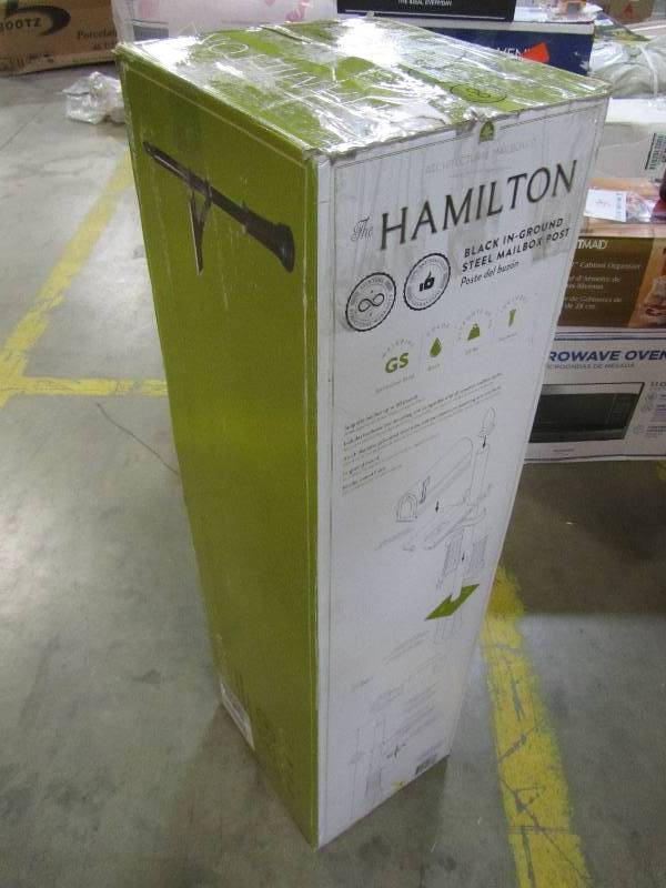 lot 46 image: Architectural Mailboxes Hamilton Black In-Ground Steel Mailbox Post