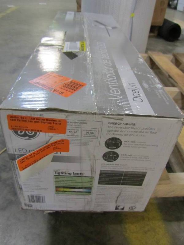 lot 47 image: GE Daelyn 54 in. LED Indoor Brushed Nickel Ceiling Fan with SkyPlug Technology