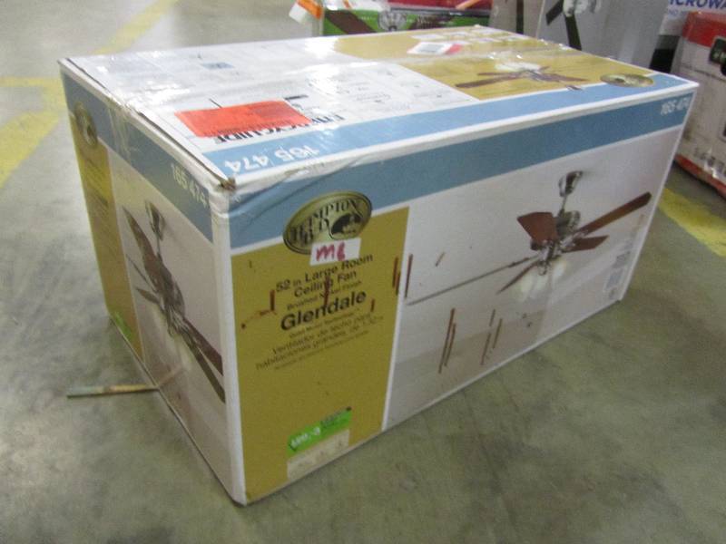 lot 52 image: Hampton Bay Glendale 52 in. LED Indoor Brushed Nickel Ceiling Fan