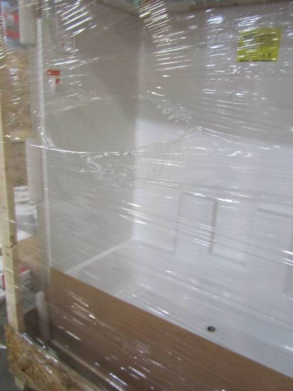 lot 59 image: Aquatic Everyday 60 in. x 30 in. x 74 in. 1-Piece Bath and Shower Kit with Center Drain in White