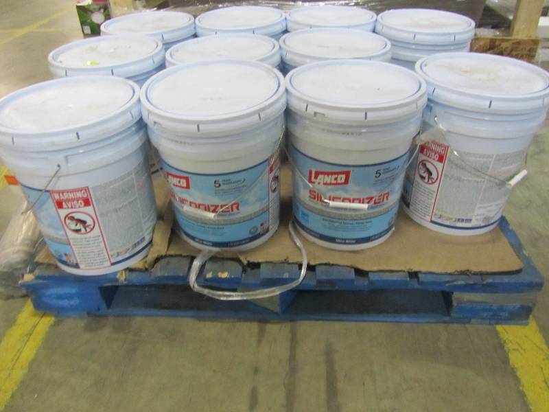 lot 63 image: Lanco 5 Gal. Siliconizer Elastomeric Sealer (lot of 11)
