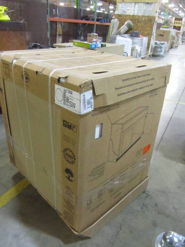 lot 83 image: Hampton Assembled 30x34.5x24 in. Sink Base Kitchen Cabinet in Satin White