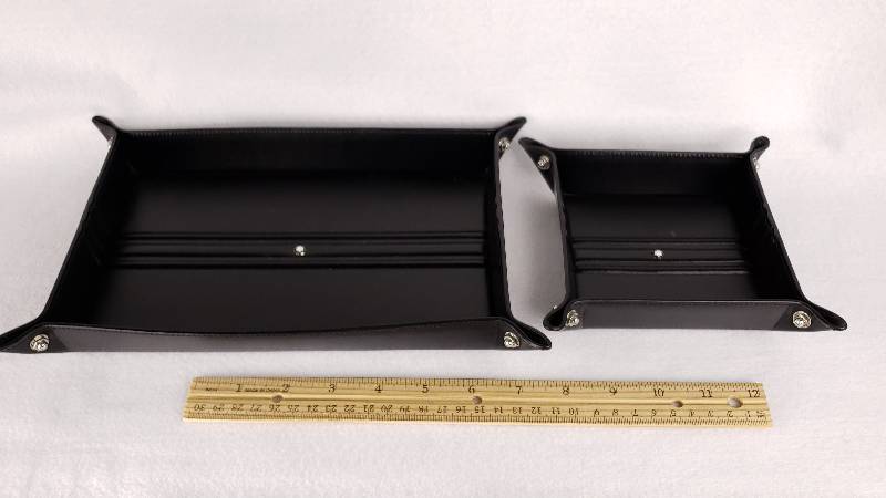lot 28 image: (2) Montblanc Black Leather Trays