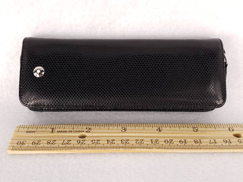 lot 31 image: Montblanc Black Leather Two Pen Zipper Case