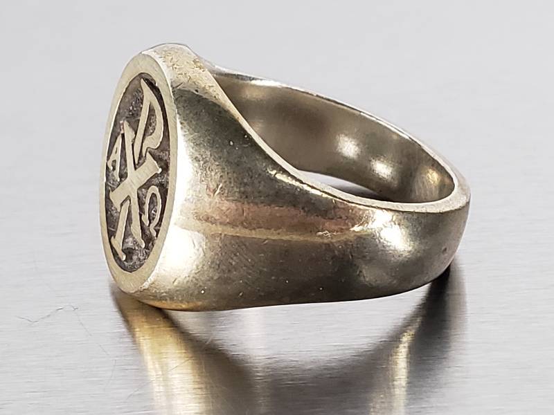 lot 91 image: Mens Sterling Silver Catholic Ring
