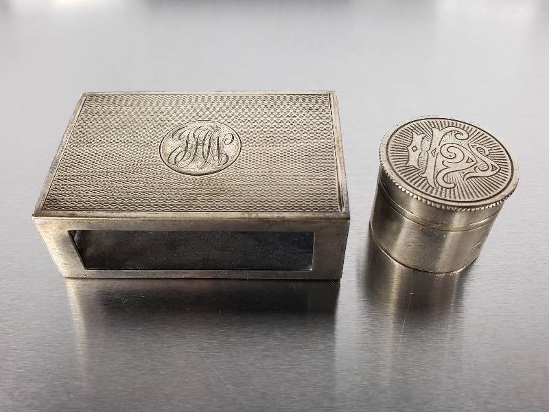 lot 105 image: (2) Sterling Silver Engraved Items