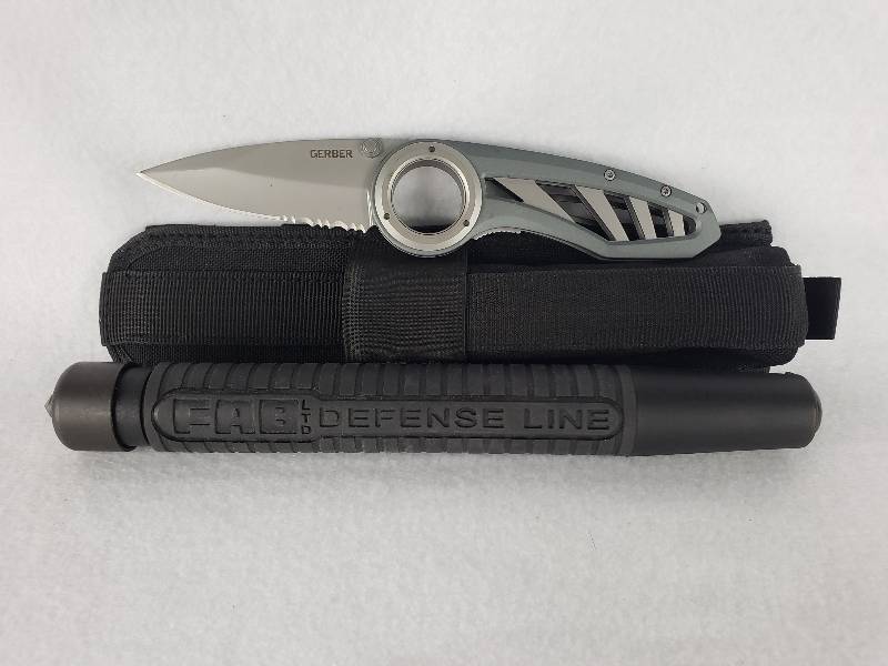 lot 125 image: Gerber Folding Knife, FAB Retractable Self Defense Whip Stick
