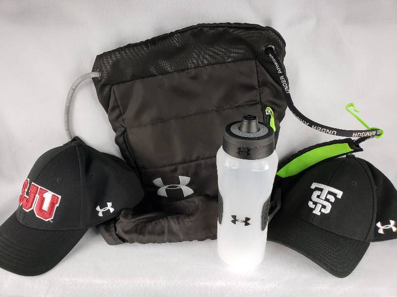 lot 150 image: Under Armour Lot - Hats, Water Bottle, Sports Bag