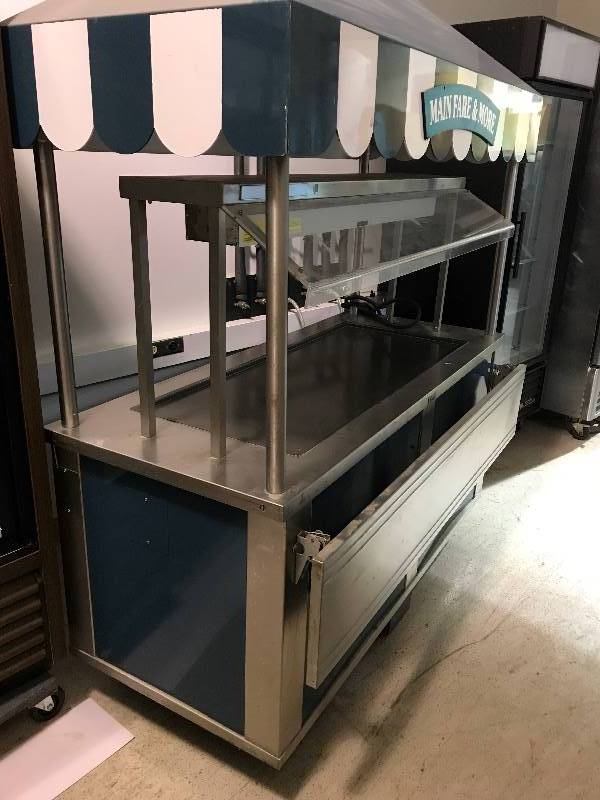 Deco Hot Buffet Table with Overhead Heat Rack on Wheels, 32x68 Tray Slide Shelf Works