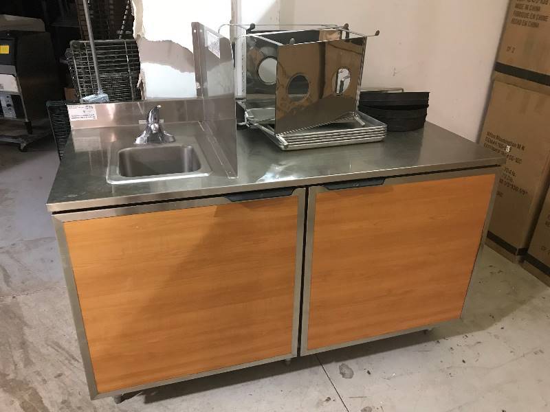 Delfield Stainless Steel Custom Beverage Counter on Casters - Model # CUSTOM - 30 x 29 x 37.5 with 5 Back Splash - NSF Approved