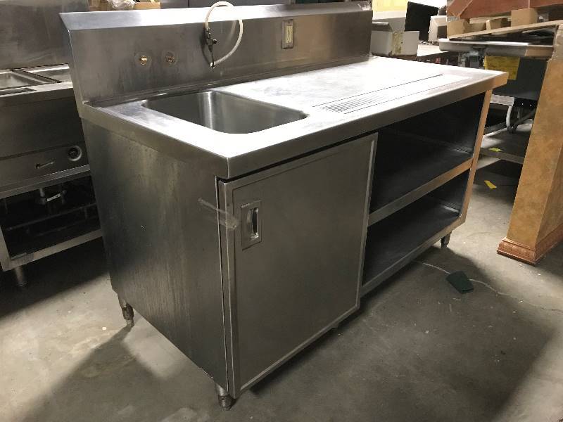 Stainless Steel Table with sink and two undershelves