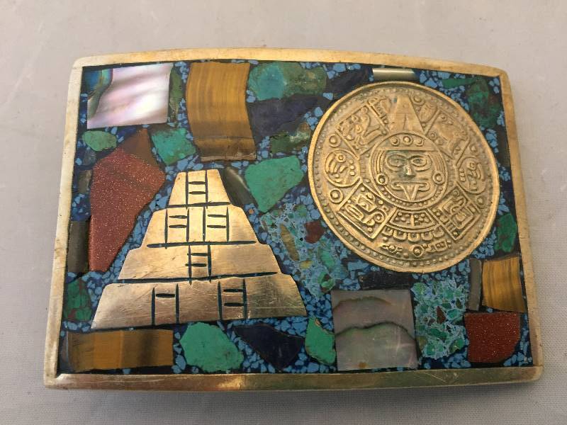 lot 279 image: Sterling Inlaid Belt Buckle