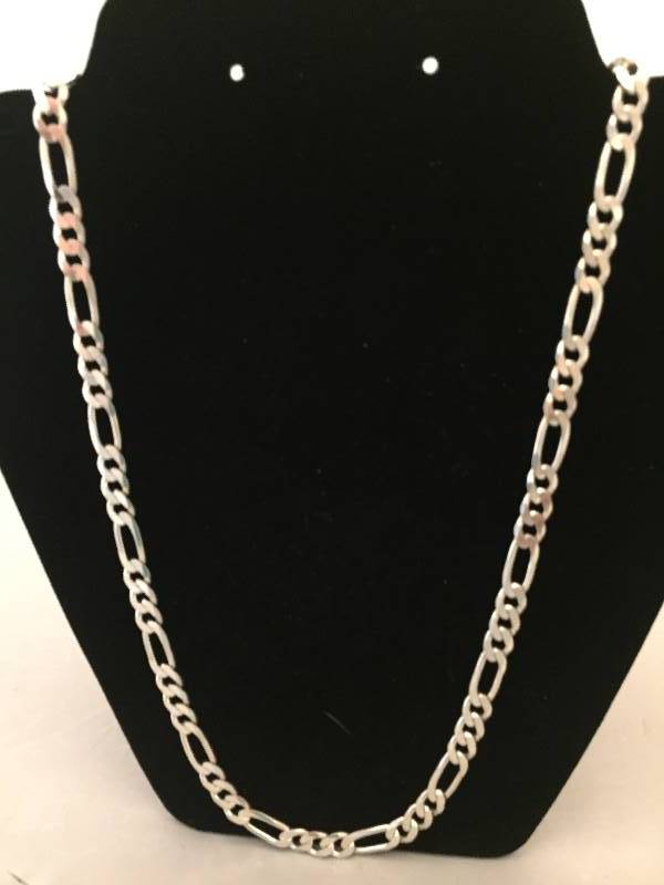 lot 275 image: Sterling Silver Necklace - Heavy Figaro