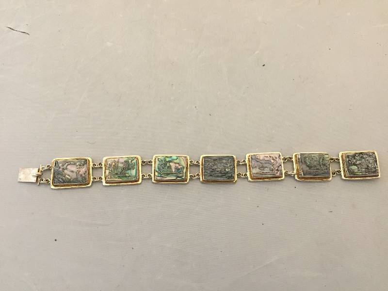 lot 289 image: Sterling Silver Abolone Bracelet