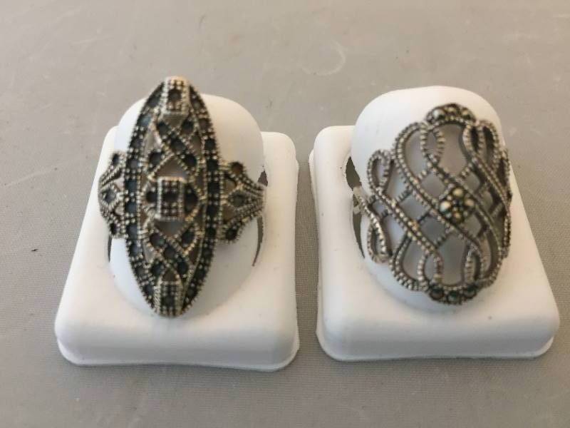 lot 294 image: Sterling Silver Marcasite Rings