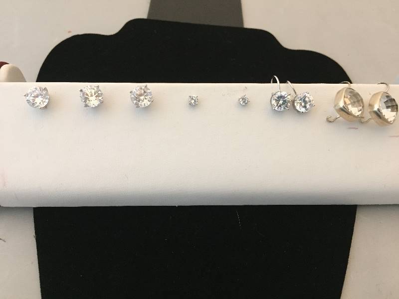 lot 297 image: Sterling Silver CZ Pierced Earrings