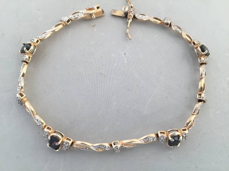 lot 309 image: Sterling Silver Bracelet Blue Stones