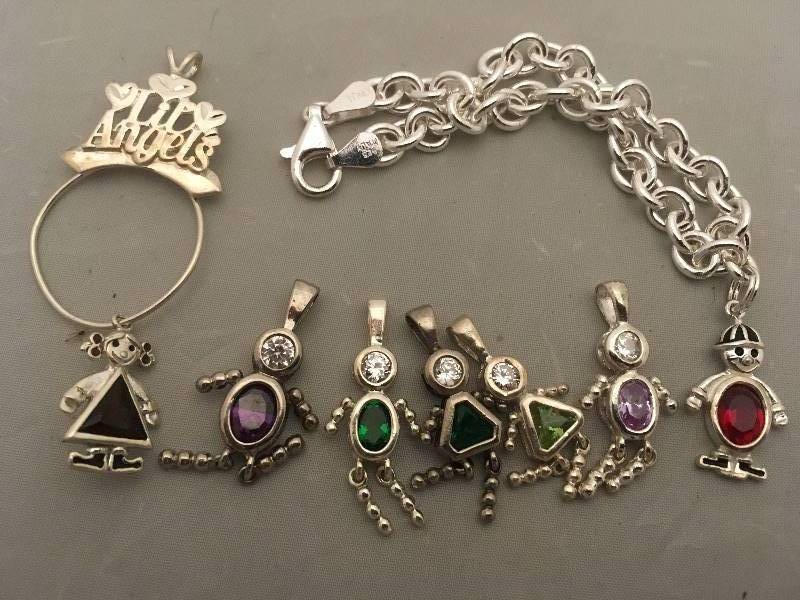 lot 371 image: Sterling Silver Children Charms, Bracelet, Pendant