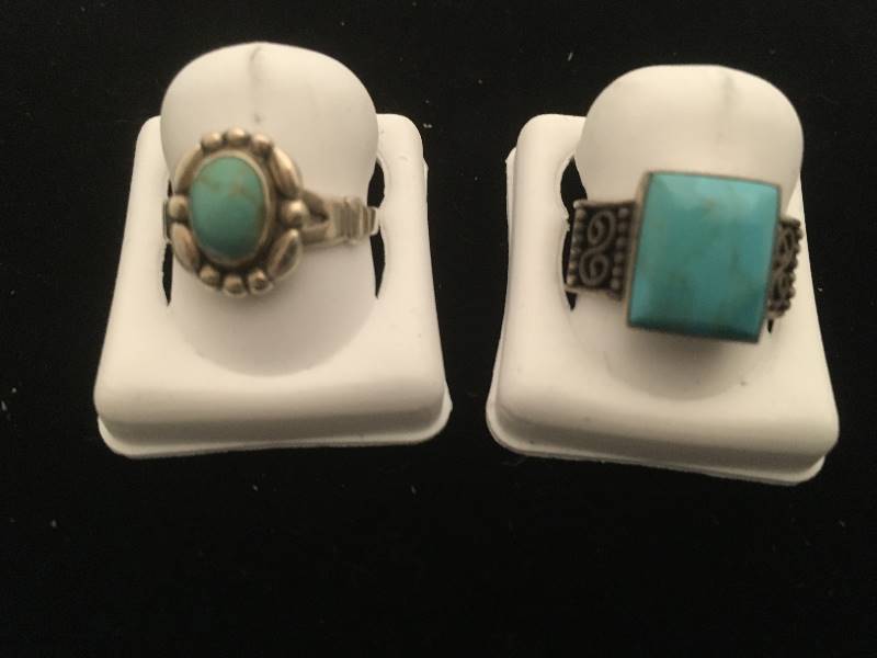 lot 377 image: Sterling Silver Rings Turquoise Color Stones