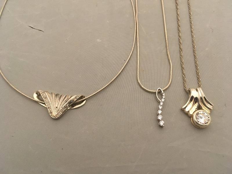 lot 380 image: Sterling Silver Necklaces - Rhinestone