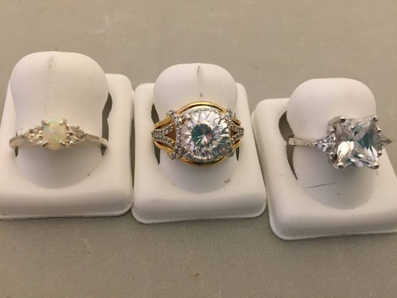 lot 329 image: Sterling Silver Rings CZ & Opal