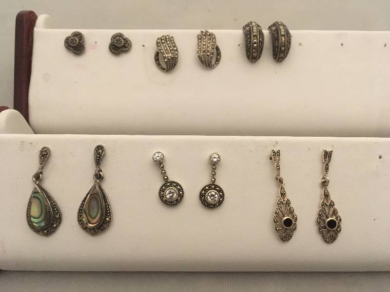 lot 404 image: Sterling Silver Marcasite Pierced Earrings