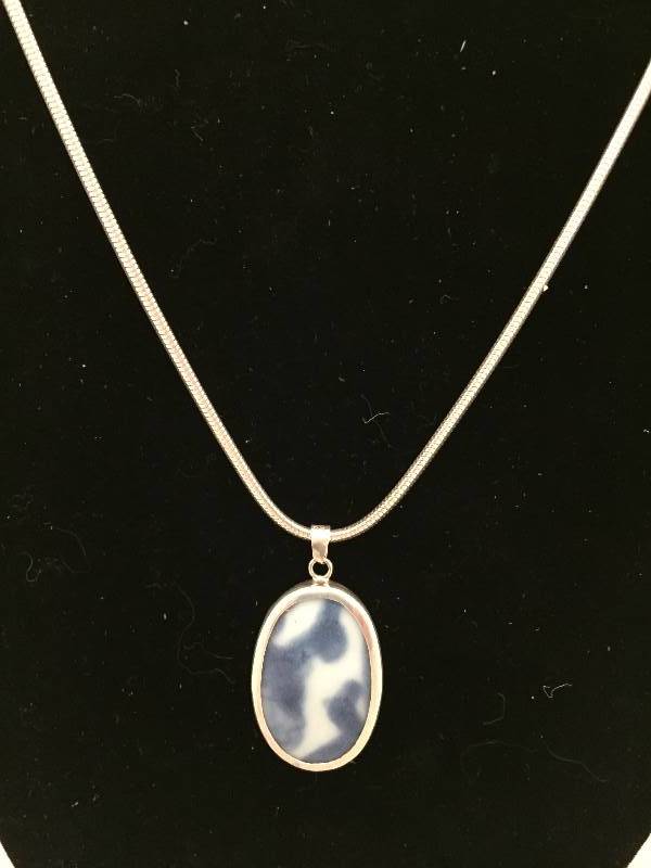 lot 348 image: Sterling Silver Necklace BlueWhite Stone
